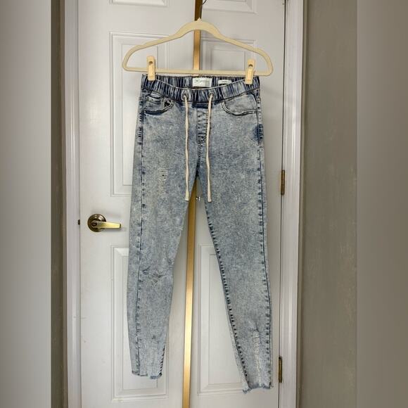 Regeneration Light Wash Pull On Drawstring Jeans High Rise Waist Pants size S - Picture 2 of 6